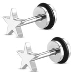 Stainless Steel Shining All Star Faux Fake Cheater Ear Plugs Gauge, Pair - Comfort Zone Studios