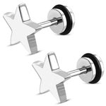 Stainless Steel Shining All Star Faux Fake Cheater Ear Plugs Gauge, Pair - Comfort Zone Studios