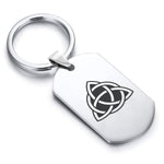 Stainless Steel Celtic Triquetra Trinity Knot Dog Tag Keychain - Comfort Zone Studios