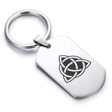 Stainless Steel Celtic Triquetra Trinity Knot Dog Tag Keychain - Comfort Zone Studios