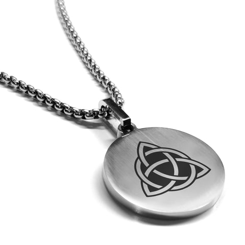 Stainless Steel Celtic Triquetra Trinity Knot Round Medallion Pendant