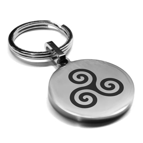Stainless Steel Celtic Spiral Knot Round Medallion Keychain