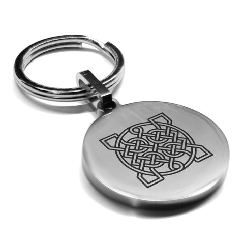 Stainless Steel Celtic Sailor's Knot Round Medallion Keychain