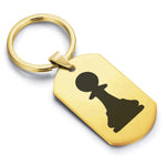 Stainless Steel Pawn Chess Piece Dog Tag Keychain