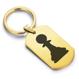 Stainless Steel Pawn Chess Piece Dog Tag Keychain