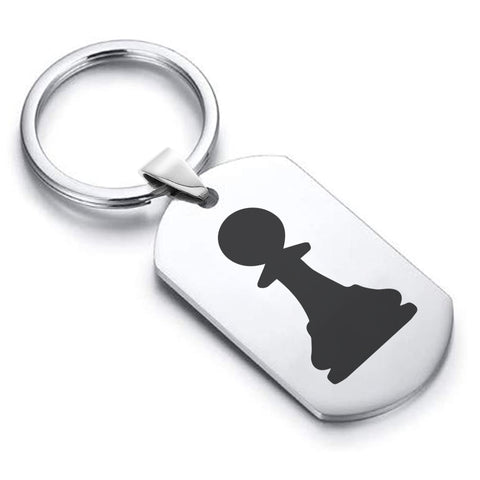 Stainless Steel Pawn Chess Piece Dog Tag Keychain
