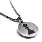 Stainless Steel Pawn Chess Piece Round Medallion Pendant