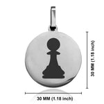 Stainless Steel Pawn Chess Piece Round Medallion Pendant