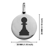 Stainless Steel Pawn Chess Piece Round Medallion Keychain