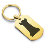 Stainless Steel Rook Chess Piece Dog Tag Keychain