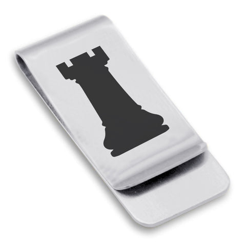 Stainless Steel Rook Chess Piece Classic Slim Money Clip