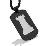 Stainless Steel Rook Chess Piece Dog Tag Pendant