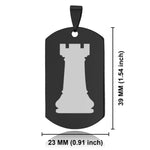 Stainless Steel Rook Chess Piece Dog Tag Keychain