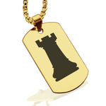 Stainless Steel Rook Chess Piece Dog Tag Pendant