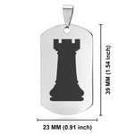 Stainless Steel Rook Chess Piece Dog Tag Pendant