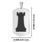 Stainless Steel Rook Chess Piece Dog Tag Pendant