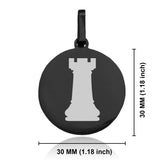 Stainless Steel Rook Chess Piece Round Medallion Pendant