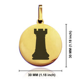 Stainless Steel Rook Chess Piece Round Medallion Pendant