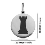 Stainless Steel Rook Chess Piece Round Medallion Keychain