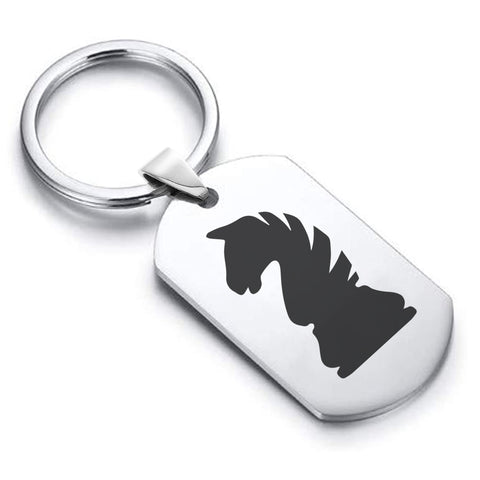 Stainless Steel Knight Chess Piece Dog Tag Keychain