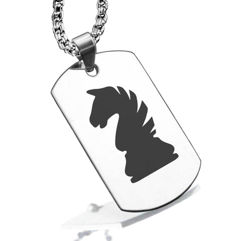 Stainless Steel Knight Chess Piece Dog Tag Pendant