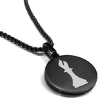 Stainless Steel Bishop Chess Piece Round Medallion Pendant