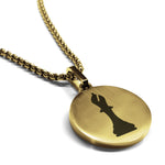 Stainless Steel Bishop Chess Piece Round Medallion Pendant