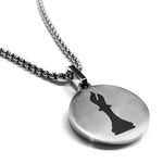 Stainless Steel Bishop Chess Piece Round Medallion Pendant