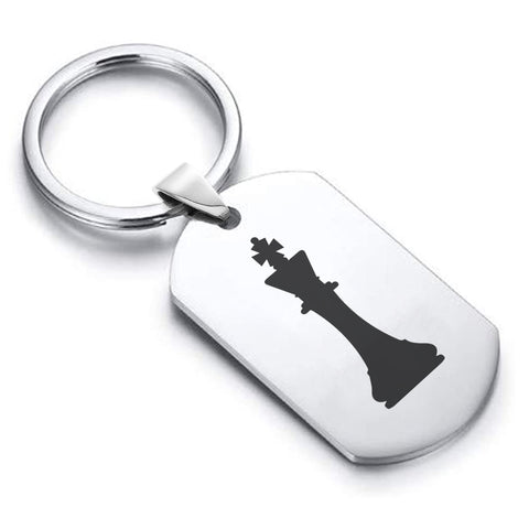 Stainless Steel King Chess Piece Dog Tag Keychain