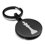 Stainless Steel King Chess Piece Round Medallion Keychain