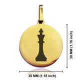 Stainless Steel King Chess Piece Round Medallion Keychain