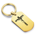 Stainless Steel Religious Cross Crucifix Dog Tag Keychain - Comfort Zone Studios