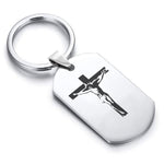 Stainless Steel Religious Cross Crucifix Dog Tag Keychain - Comfort Zone Studios