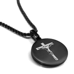 Stainless Steel Religious Cross Crucifix Round Medallion Pendant