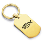 Stainless Steel Religious Ichthus Fish Dog Tag Keychain - Comfort Zone Studios