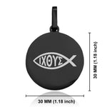 Stainless Steel Religious Ichthus Fish Round Medallion Pendant