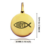 Stainless Steel Religious Ichthus Fish Round Medallion Pendant