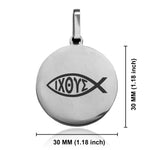 Stainless Steel Religious Ichthus Fish Round Medallion Pendant