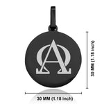 Stainless Steel Religious Alpha and Omega Round Medallion Pendant