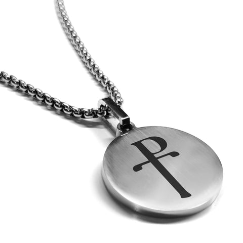 Stainless Steel Religious Staurogram Round Medallion Pendant