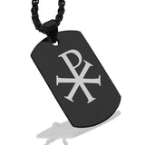 Stainless Steel Religious Chi Rho Dog Tag Pendant - Comfort Zone Studios