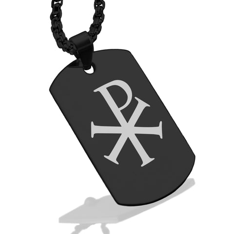 Stainless Steel Religious Chi Rho Dog Tag Pendant - Comfort Zone Studios