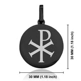 Stainless Steel Religious Chi Rho Round Medallion Pendant