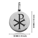 Stainless Steel Religious Chi Rho Round Medallion Pendant