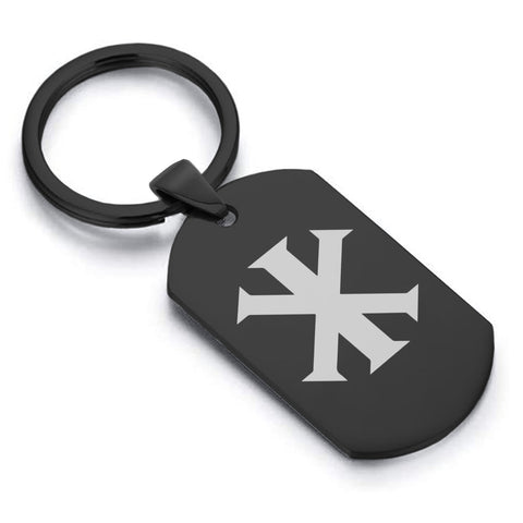 Stainless Steel Religious IX Monogram Dog Tag Keychain - Comfort Zone Studios