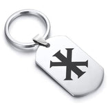 Stainless Steel Religious IX Monogram Dog Tag Keychain - Comfort Zone Studios