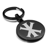 Stainless Steel Religious IX Monogram Round Medallion Keychain