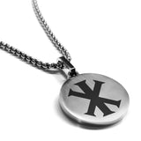 Stainless Steel Religious IX Monogram Round Medallion Pendant