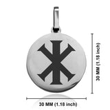 Stainless Steel Religious IX Monogram Round Medallion Keychain