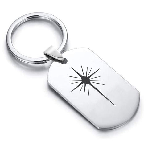 Stainless Steel Religious Star of Bethlehem Dog Tag Keychain - Comfort Zone Studios